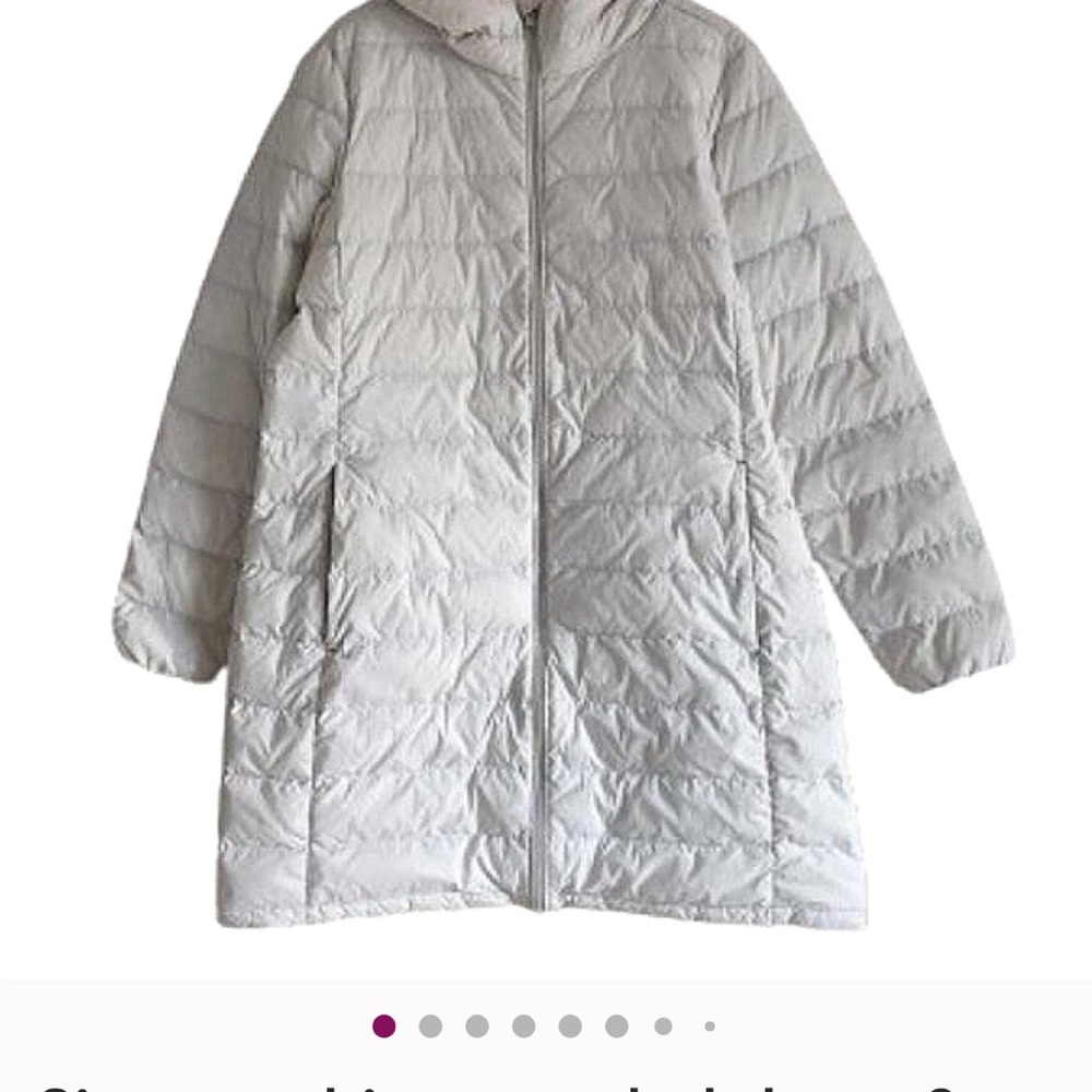Simons white recycled down & nylon puffer coat